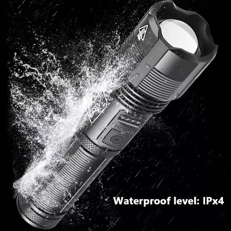 Powerful Xhp50 Led Flashlight With Usb Rechargeable Feature Ideal For Outdoor Camping And Emergency Situations