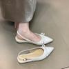 Pointed bow bag head sandals temperament commuter work shoes thick heel elegant buckle single shoes women