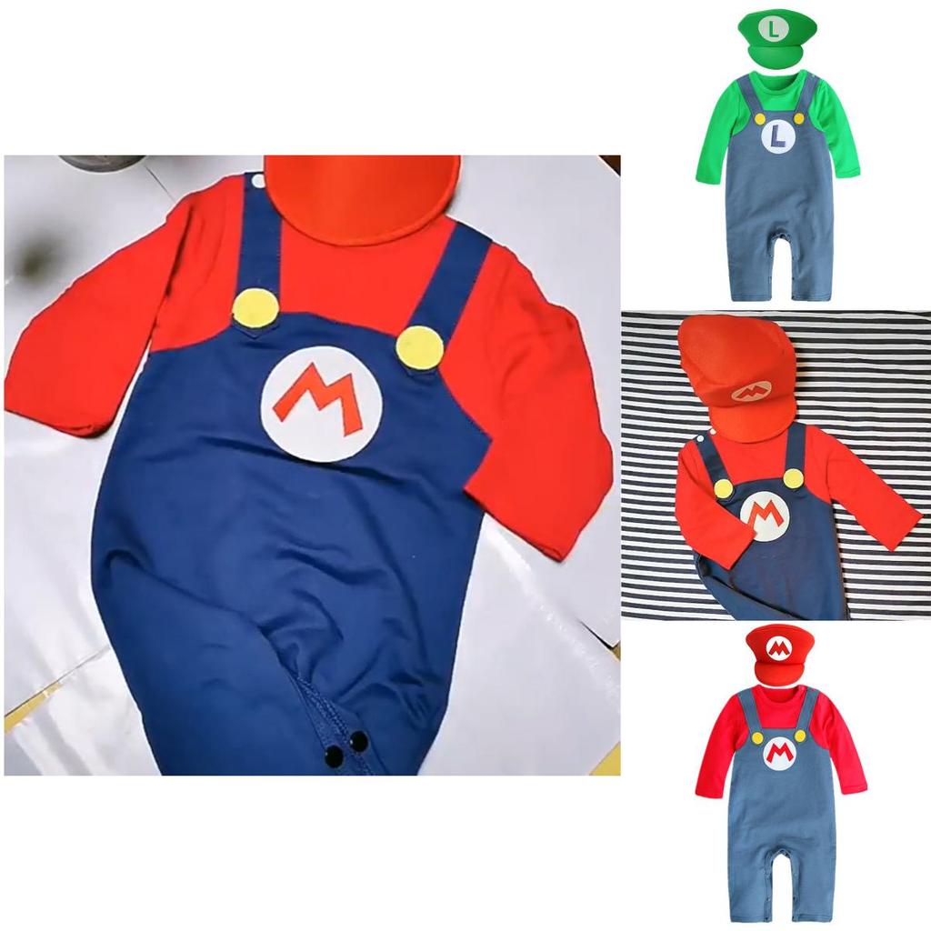 Super Mario Cartoon Cotton Onesie For Babies Cosplay Outfit For Boys And Girls