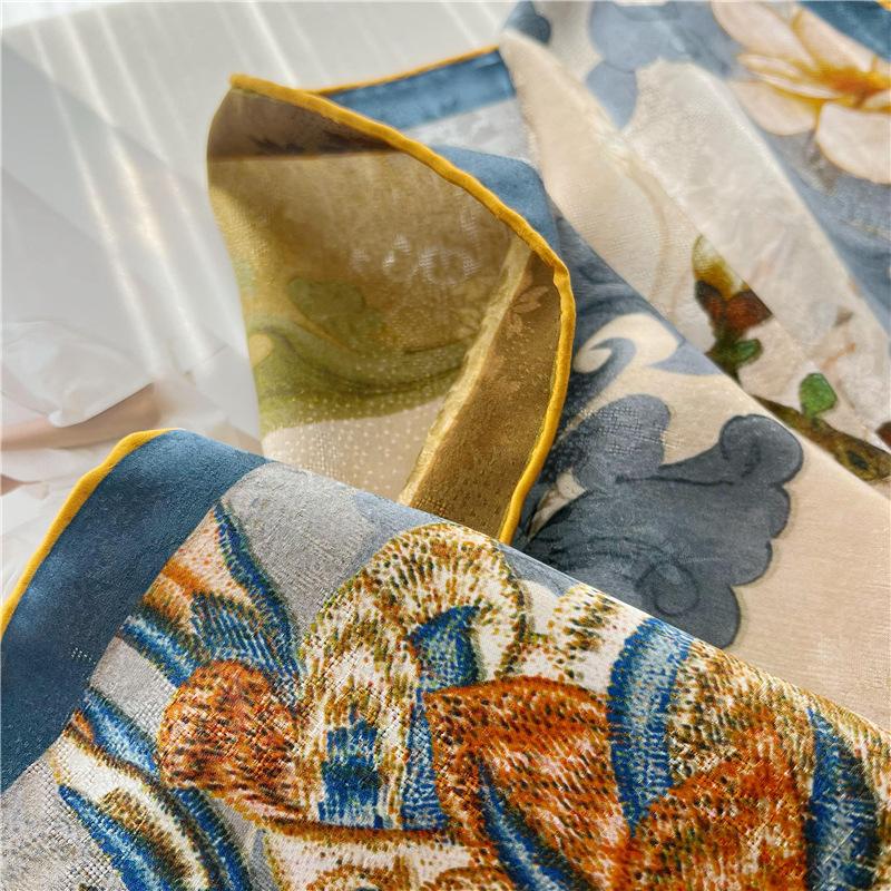 110*110 см двухсторонний шелковый шарф женский щедрый шарф шелковый шарф шаль 110*110cm — фото 11