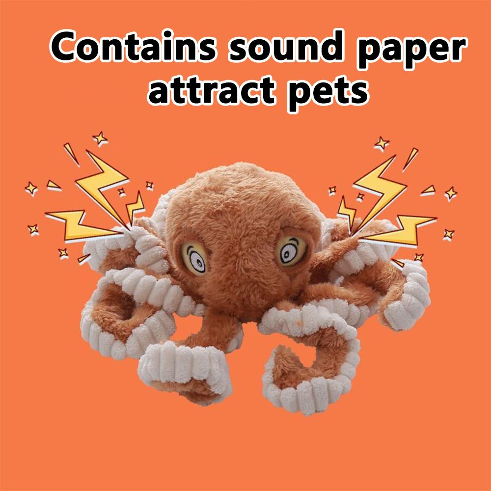Pet Plush Toy Octopus Dog Interactive Toy Indestructible Bite Resistant Sound Puppy Squeaky Octopu Dogs Rattle For Toys Supplies