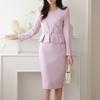 Style Latte Belted Pintuck Peplum H Line Midi Dress