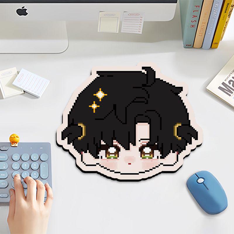 Love & Deep Space Pixel Art Mauspad - Süß, Dick, Fleckenabweisend Schreibtischunterlage für Laptop