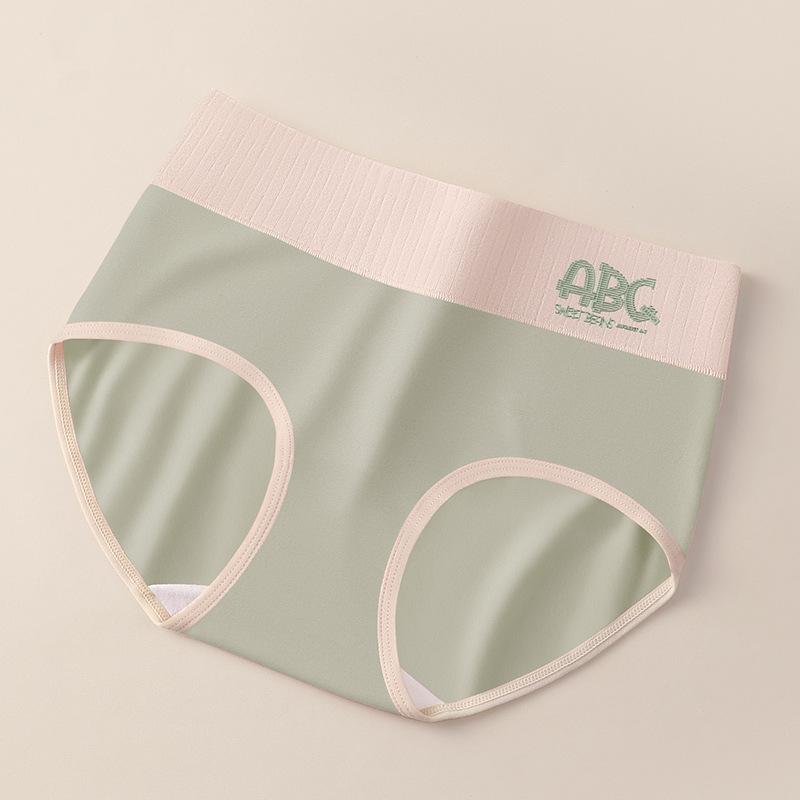 Plus Size Ladies Spring and Autumn Simple Embroidery Cotton High Waisted Briefs