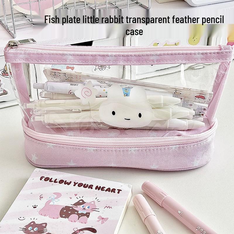 Cute Pink Rabbit Pencil Case – Large Capacity for Students or Makeup