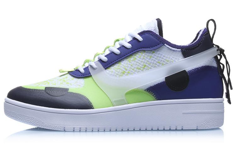 Li Ning CF Устойчивые к скольжению Амортизирующие Низкие Кеды для Скейтборда Мужские Бело-Синие AGCP293-3 40