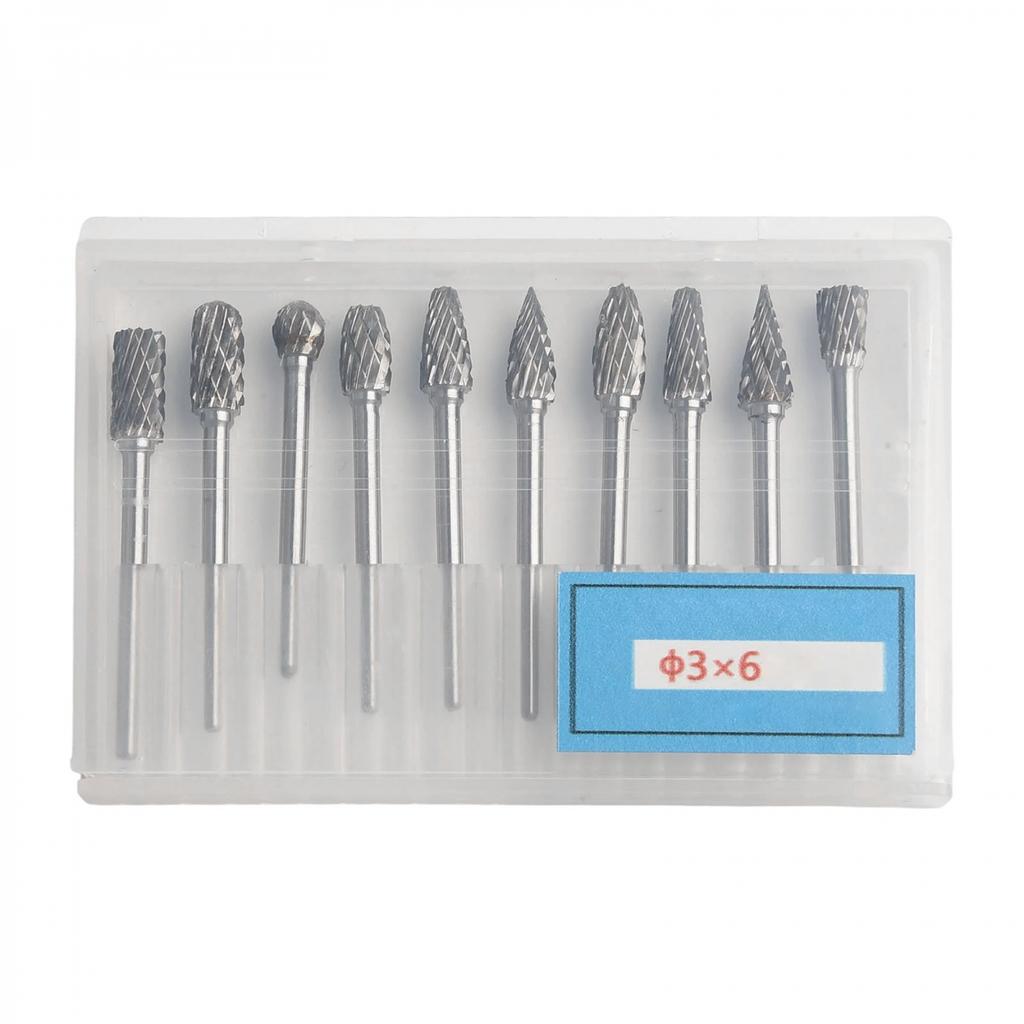 Long Lasting Carbide Steel DoubleCut Grinding Heads Set 10 Piece DIY Tool Kit