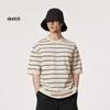 CROQUIS Men's Loose Fit Striped Short Sleeve Knit Shirt
