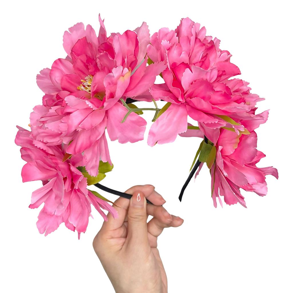 Peony Headband Artificial Flower Headwear Wedding Party Photo Props Party Headwear Cosplay Accessories