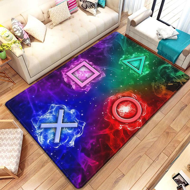 Gaming Esports Geometric Controller Pattern Carpet Mat for Boys Bedroom Gaming  large rug for Living Room Home Decoration Rug