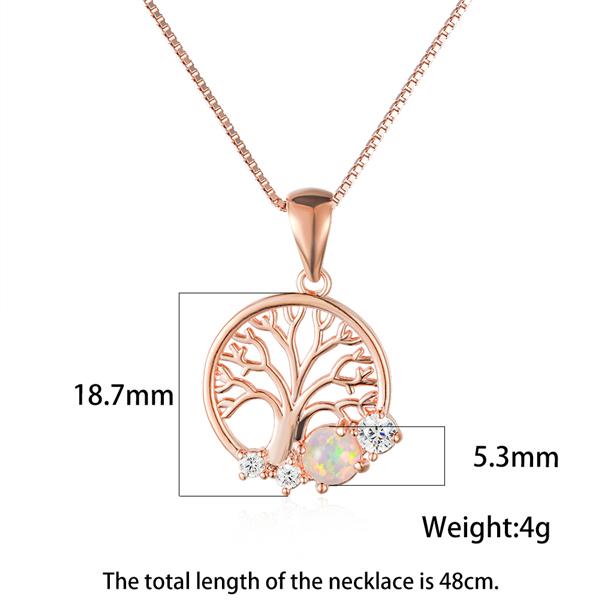 White Fire Opal Pendant Necklace 