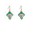 JMXD-Artificial Turquoise Enamel Earrings Jewelry Gold-plated Ethnic Style Retro Literary Texture  Female Chinese Style