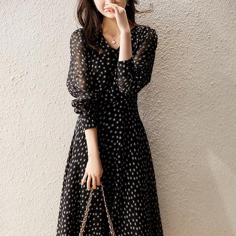 

Basic House Women s Polka Dot V-Neck Chiffon Dress XL
