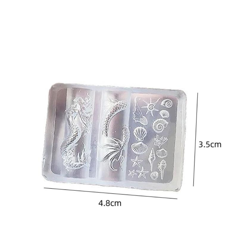 Ocean Series 3D Silicone Nail Mold Mermaid Starfish Shell Nails Art Carving Templates Manicure Design Tool Diy Nail Art Decor