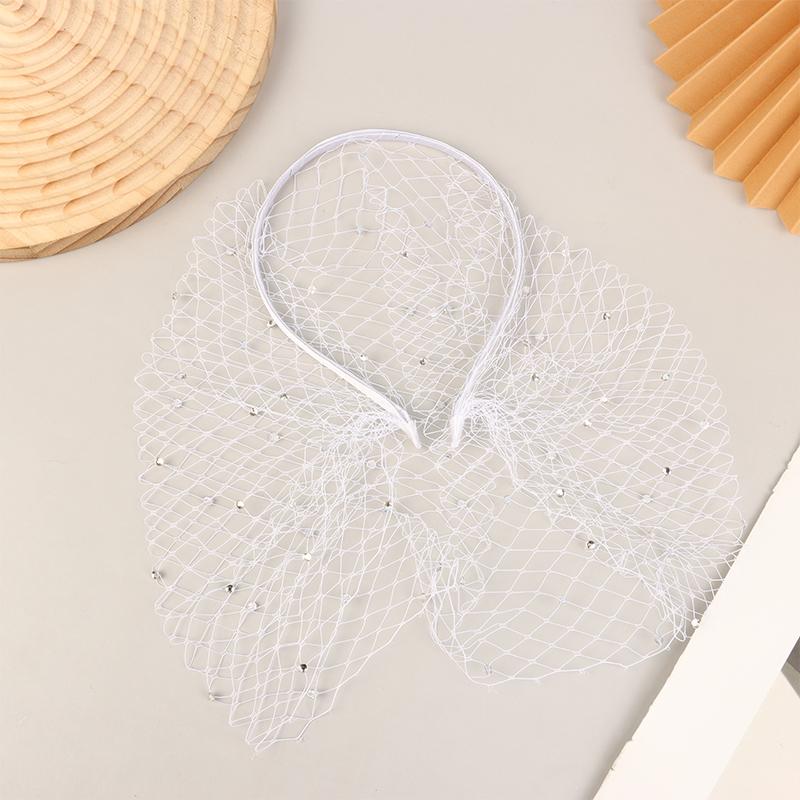 Fashion Tulle Cage Veil With Pearls Wedding Party Dress Veil Headbands Hair Jewelry Party Stage Headgear Headdress
