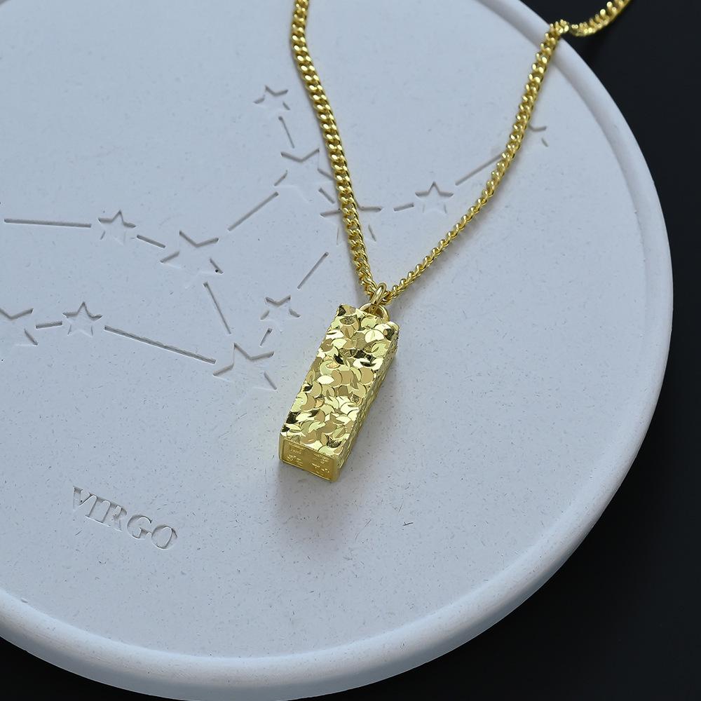 New Chinese Geometric Crushed Ice Square Wealth Seal Necklace - Luxurious Autumm/Winter Sweater Chain