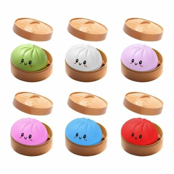 2 Pack Squishy Stress Relief Dumpling Mats with Expressions, Surprise Box, Slow Rising Toy, Anti-Stress Gift for Kids & Adults