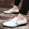 See Men 'S Patent Leather Oxfords Fashion Design Black Party Buckle Business Shoes White Wedding Dress Shoes Plus Size38 -48