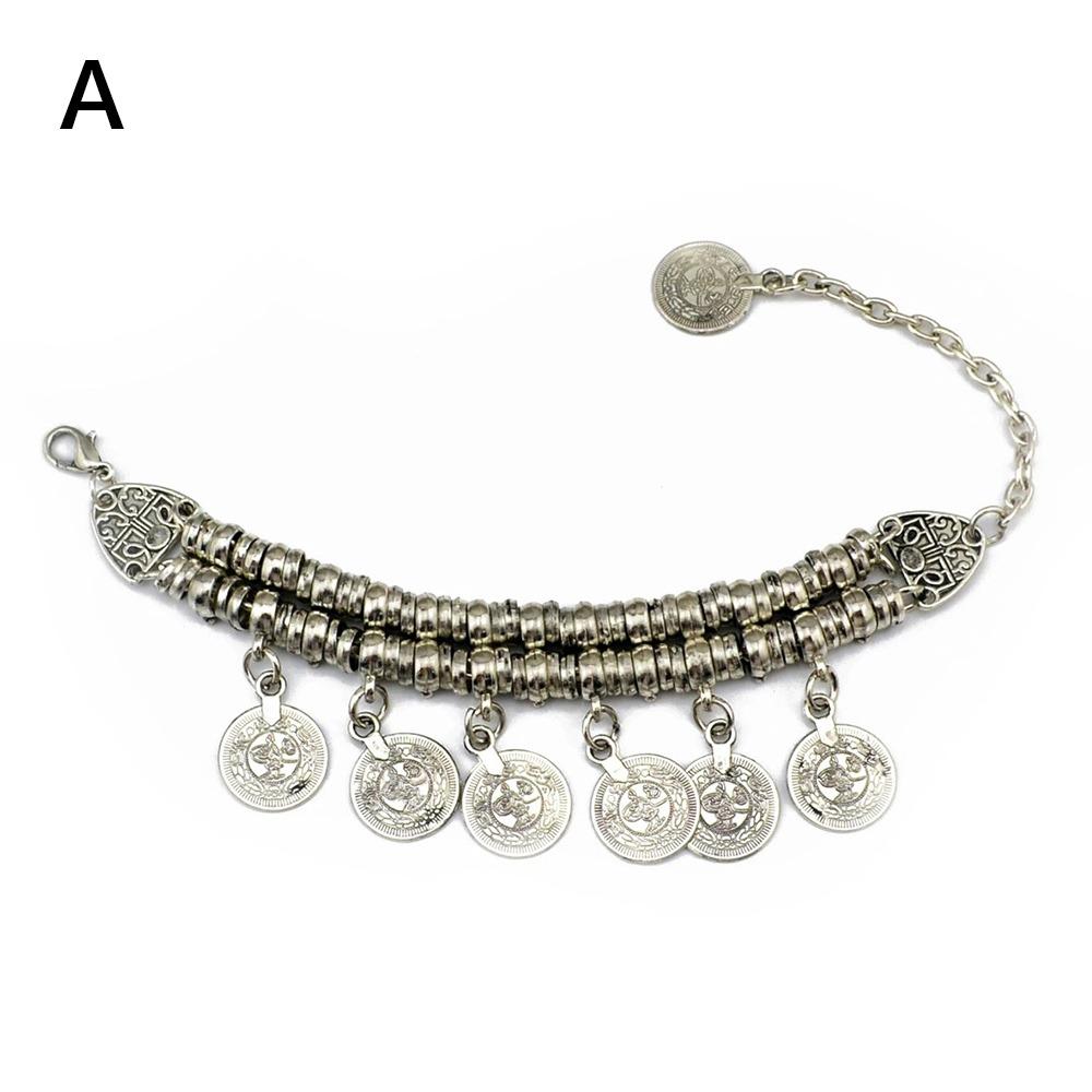 Boho-Armband im afghanischen Stil mit Münzanhänger, handgefertigtes Vintage-Armband für Strandpartys