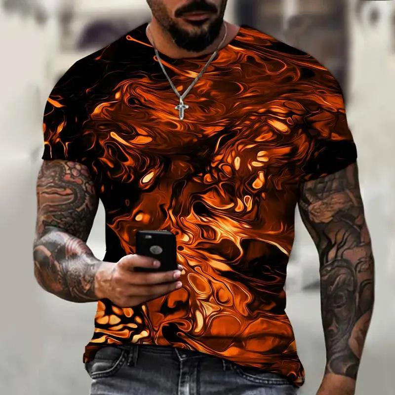 Brand Men's T-shirts Are Suitable for Men In Spring and Summer Colorful Printing 3D Stereo Art Street Sports Fitness