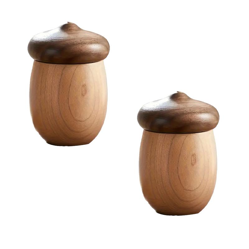 Walnut Solid Wood Toothpick Container Household Creative Cute Cartoon Acorn Toothpick Jar Portable Simple Toothpick Storage Box