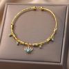18K Gold Geometric Blue-Eyed Evil Eye Bracelet - Colorful and Versatile.