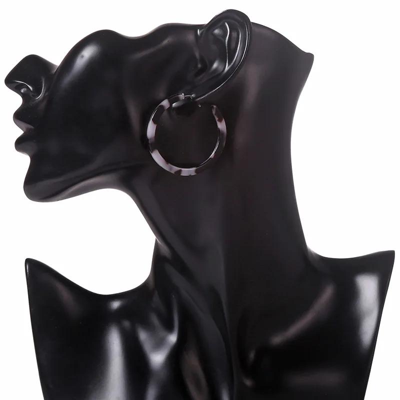 Vintage Leopard Round Acetic Acid Sheet Hoop Earrings For Women Big Minimalistic Circle Acrylic Earrings New Boho Jewelry