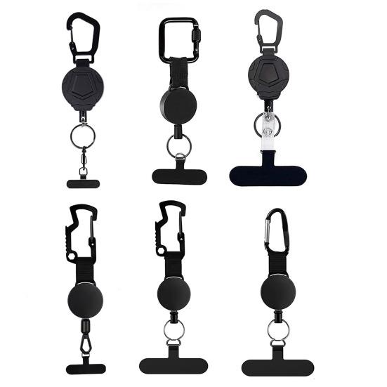 Șnur Antifurt pentru Telefon Mobil cu Cablu Retractabil din Oțel și Cârlig Metalic Blocabil, Curea Rotativă la 360 de Grade pentru Drumeții, Călătorii, Utilizare în Aer Liber