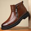 Men's Genuine Leather Boots Fashion Casual High Top Boots Side Zip Ankle Boots for Men Classics Business Short Boot Botas Hombre