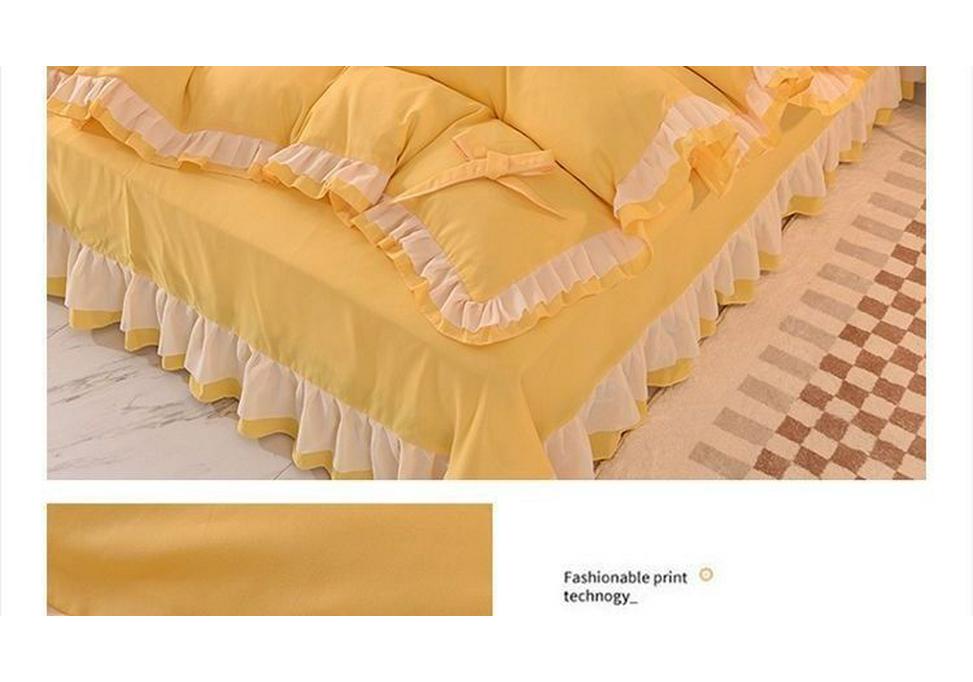 Korean Princess-Style Lace Trim Bedding Set - Brushed Four-Piece for Spring/Autumn