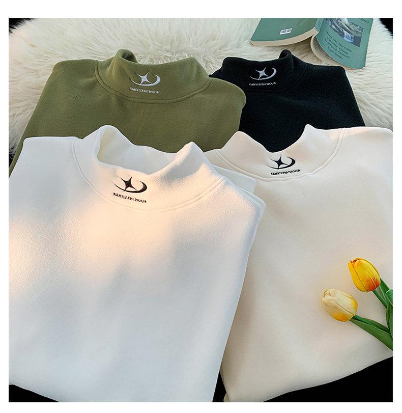 Men's Fleece Half-High Collar Sweatshirt, Velvet-Thickened, Loose Fit, Long Sleeve, Perfect for Autumn/Winter 2025.