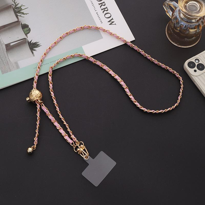 

Металлический регулируемый кожаный ремешок кроссбоди против потери, шнурок, плетеная вручную цепочка, флэш-цепочка, подвеска для телефона Adjustable Pink+Clip
