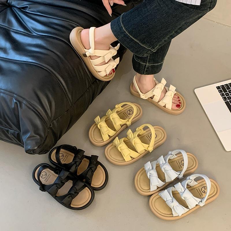 Fashion Clear Heels Female Sandal All-Match Flat Summer Shoes Woman Girls Outside Without Bow 2025 Comfort Slipper Slides  Clear Heels F