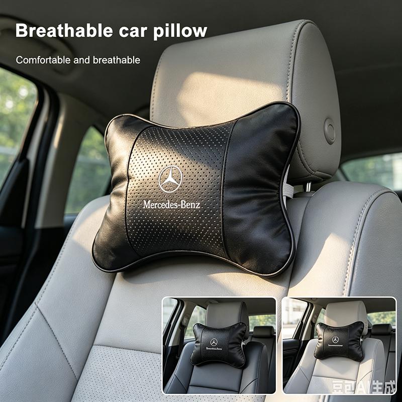 AABDV1 Car Neck Pillows Car Headrest Cushion Support Seat Accessories Stickers For Mercedes Benz AMG W204 W213 W205 W211 W212 W176