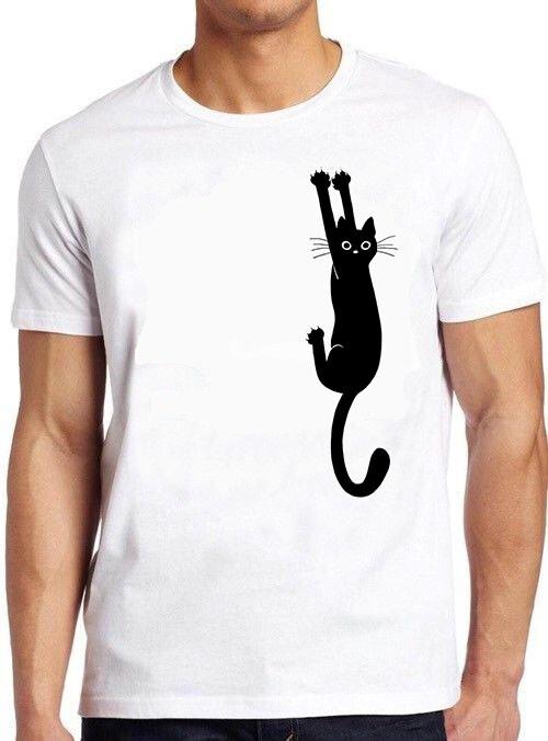 Black Cat Holding On Funny Retro Birthday Gift Man Woman Tee T Shirt M454 XL