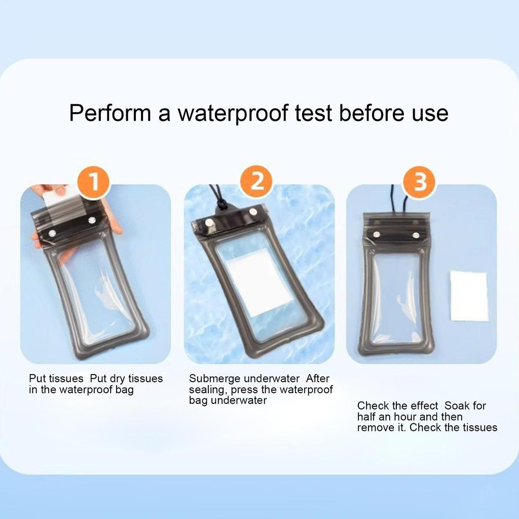 Universal Waterproof Phone Case Dry Bag with Lanyard Transparent Touch Screen for Beach Diving Snorkeling Surfing Travel