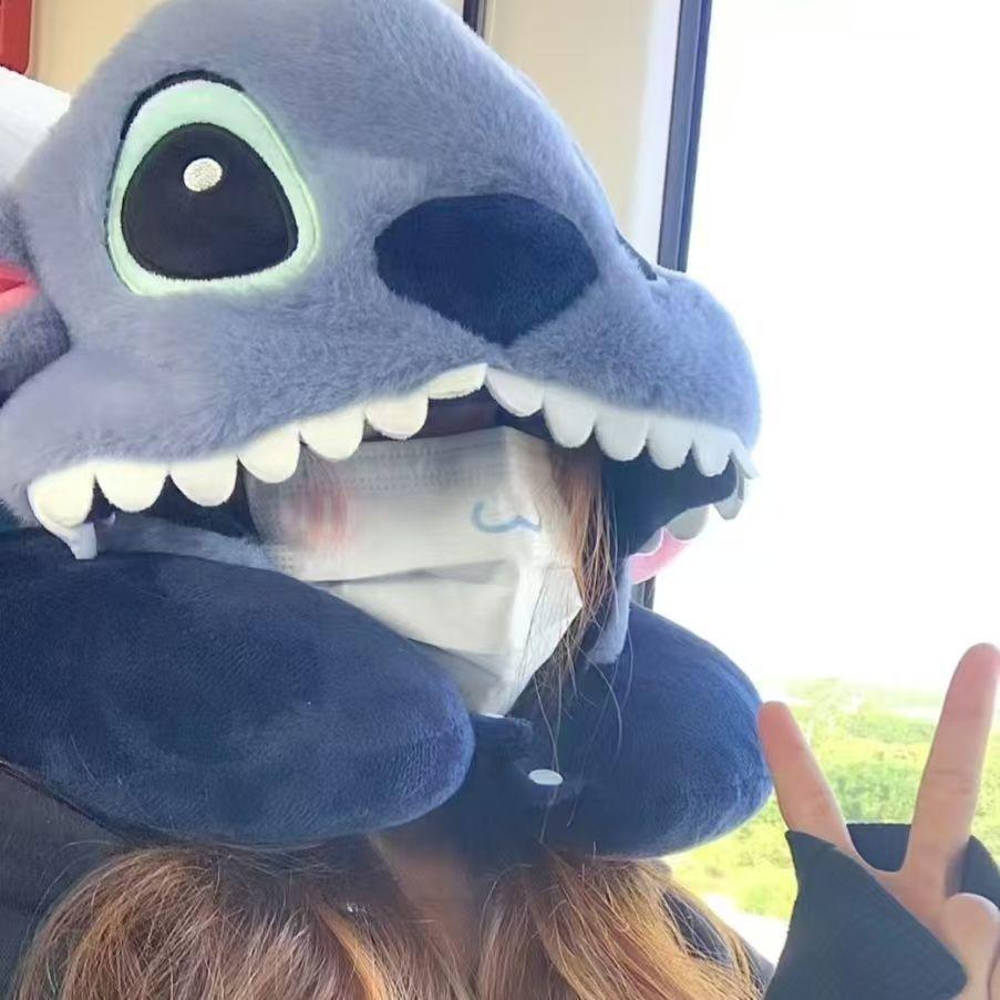 Adorable Stitch Hooded Neck Pillow for Napping with Headrest Support - Creative Gift for Birthdays