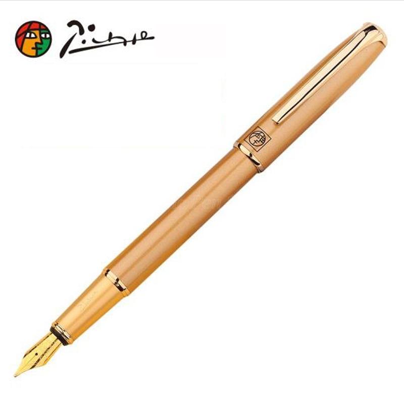 Picasso 916 Pimio Malage Golden Metal Fountain Pen Extra Fine/Medium 0.38/0.5mm Nib Professional Stationery Writing Pen Gift