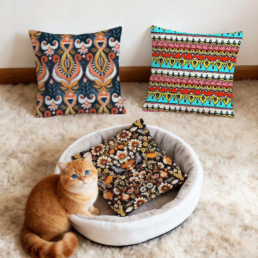 fashion Floral bird art Bohemian vintage soft Comfortable Pillow Case for Sofa Living Room Home office Decor Protective Covers