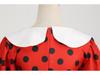 Fransız Retro Beyaz Polka Dot Salıncak Elbise Büyük Yaka