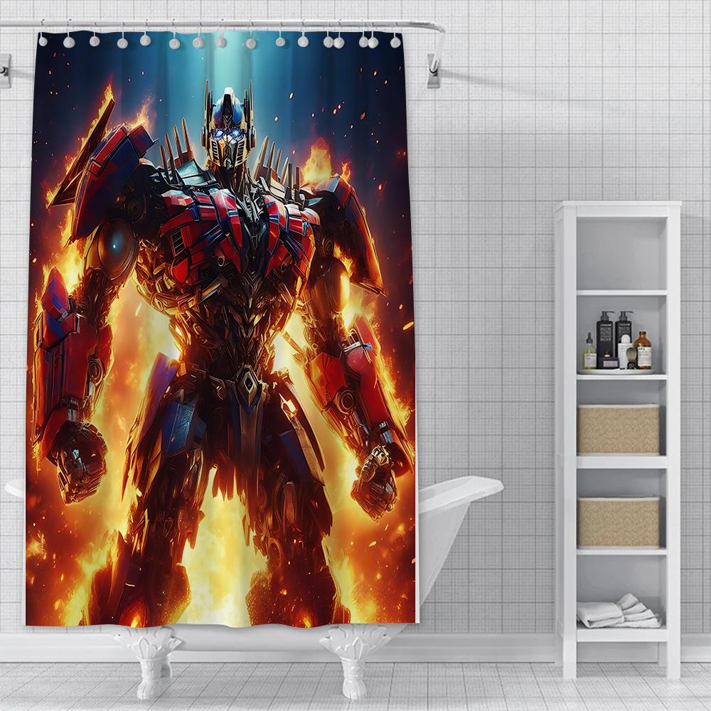 Shower Curtain Waterproof Polyester Fabric Paint Colorful Bath Curtains Transformers Autobot Home Bathroom Decor With Hook