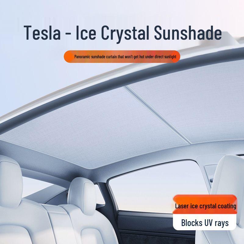 Compatible with all Tesla models: updated sunroof ice crystal sunshade for Model Y/3/YL, rear window type.
