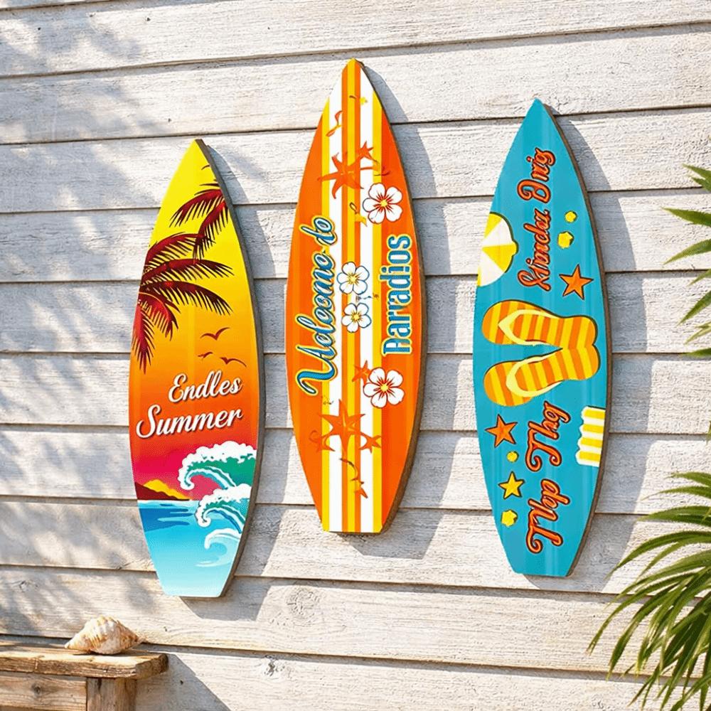 Retro Beach Surfboard Decor Colorful Surfboard Ornaments Surfboard Wall Decor Outdoor Wall Art