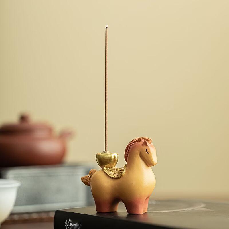 Zhinianhua Auspicious Money Horse Incense Holder
