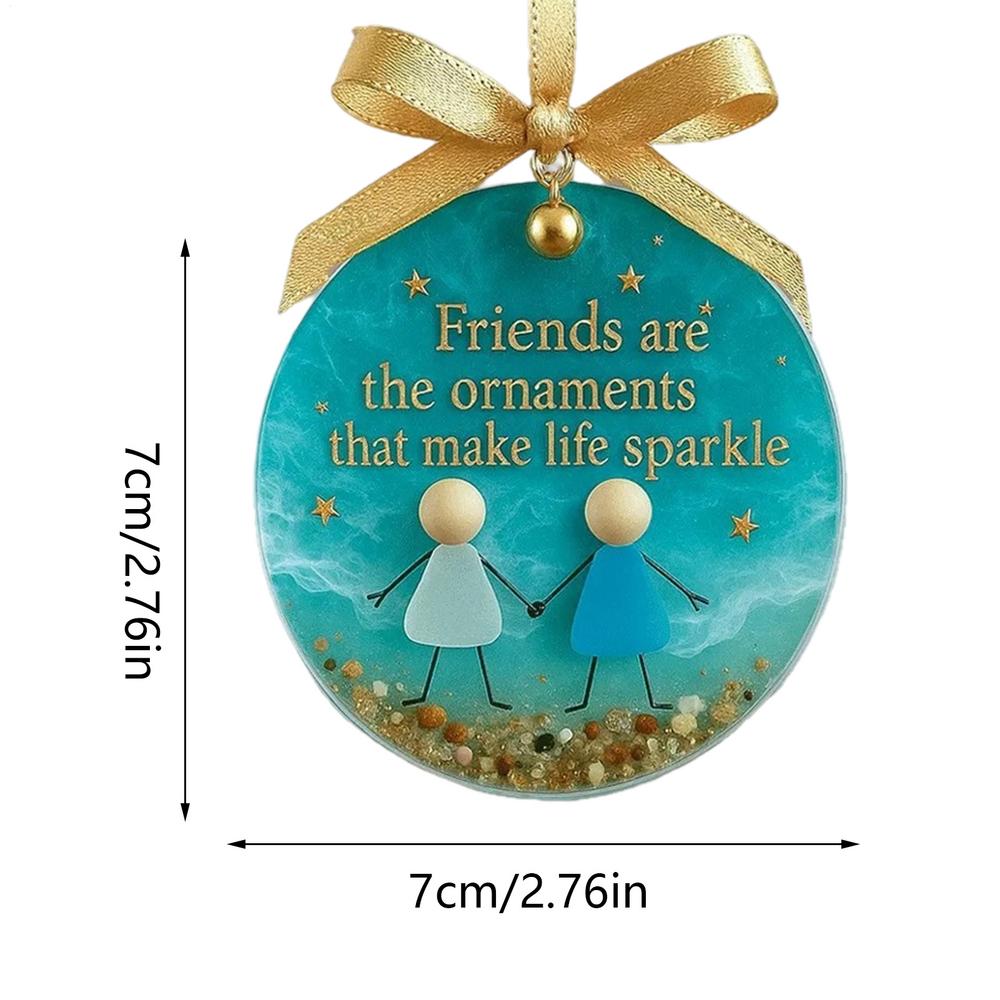 Sea Glass Christmas Friendship Ornament 2D Acrylic Christmas Tree Decor Friend Keepsake Pendant For Winter Home