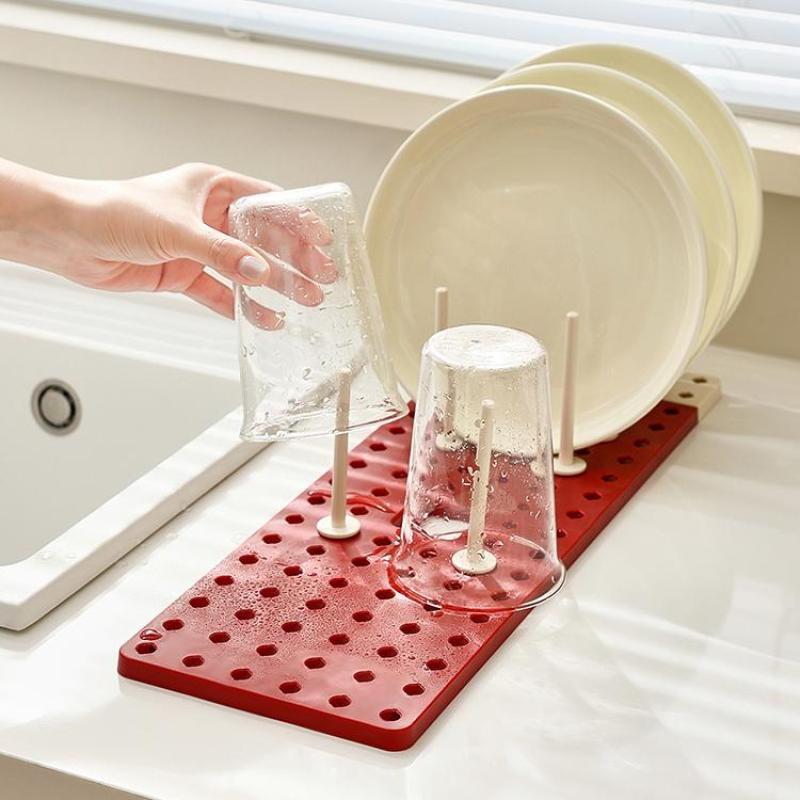 Removable Dish Draining Rack Kitchen Pot Lid Plates Storage Racks Multipurpose Shelf Bowl Drying Holder Kitchen Organizer