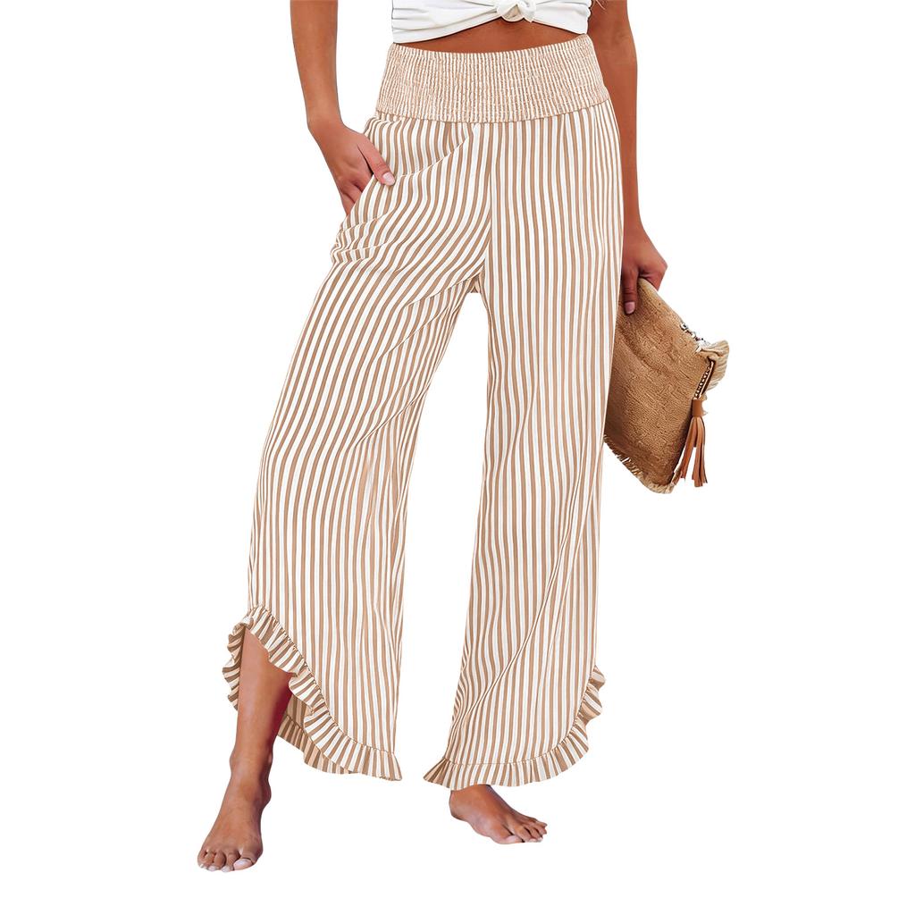 Womens Palazzo Pants Summer Casual Flowy Wide Leg Trousers Beach Travel Vacation Outfits