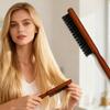 Natural Boar Bristle Hair Fluffy Comb Wood Handle Hair Brush Anti-static Barber Hair Comb Scalp Massage Hairdresser Styling Tool