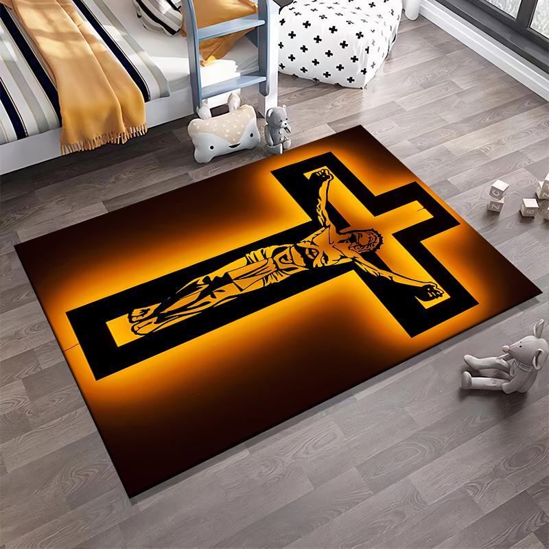 Crucifixion glowing design rug Non-slip rug suitable for living room and bedroom sofas.