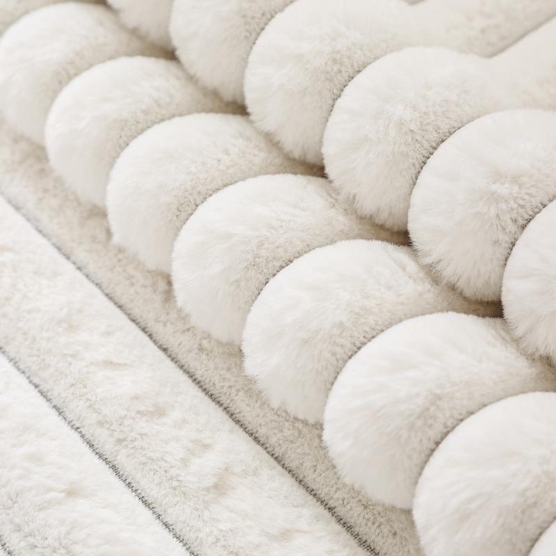 Huse de canapea din pluș de iepure artificial cu dungi pentru canapele anti-alunecare 1 2 3 4 scaun în formă de L îngroșată ultra-moale huse de canapea fotoliu